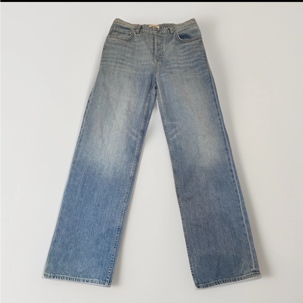 GRLFRND Women’s Light Blue Boot Cut High Rise Button Fly Jeans